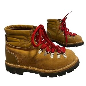 Vintage Kinney Shoes Colorado Hiking Boots Women 6 Brown Leather Red Lace 90's